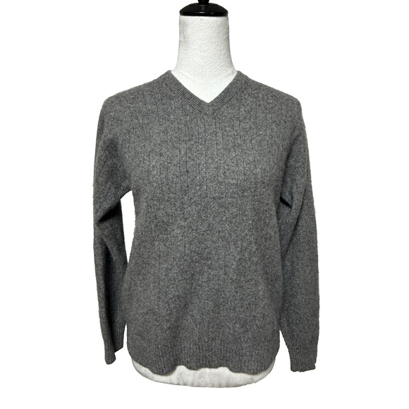 Geoffrey Beene Sweater Womens Large Gray Cashmere V Neck Pullover Career Luxury - Picture 5 of 9